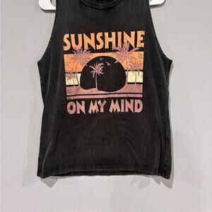 Distressed Black 'Sunshine On My Mind' Tank Top Size Medium